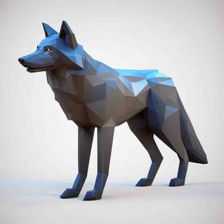 low poly wolf 