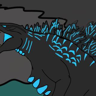 Connor zilla in Godzilla form roaring in anger