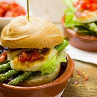 Mounted with parmentier and wild asparagus