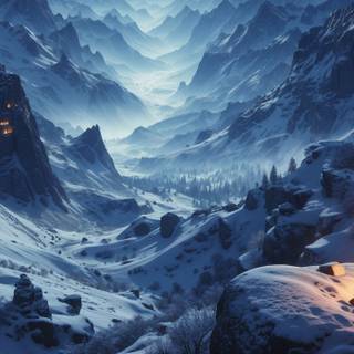 view of the bonfire in the mountains at winter