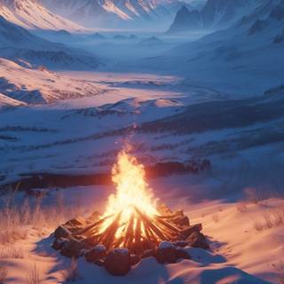 view of campfire in winter