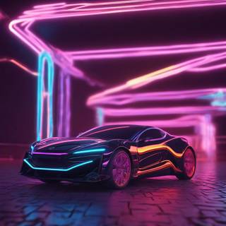 cool car with neon lights