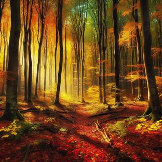 bosque de arboles frondosos en otoño