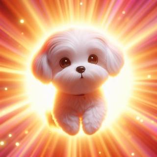 A maltese floating in a portal