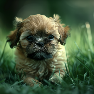 Shih Tzu in Sunlit Garden by BlueTechWizard 