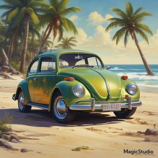 VW bug by the beach