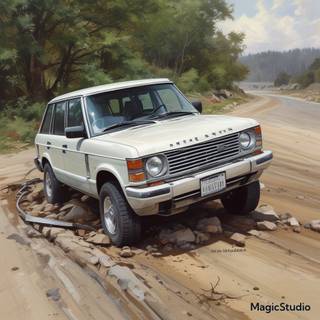 White range rover crash