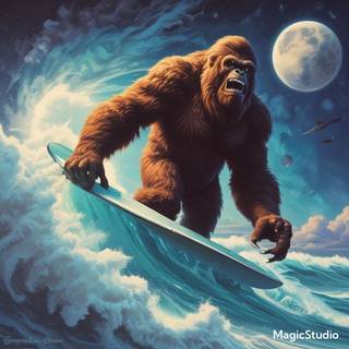 Bigfoot surfing in space