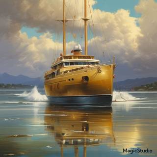 white and gold yacht