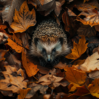Hedgehog Amidst Autumn Leaves by patrika