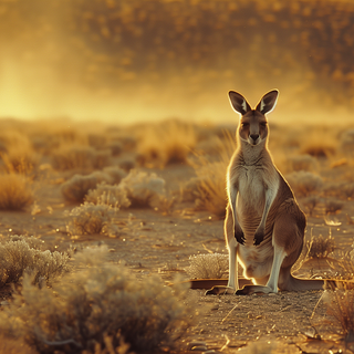 Kangaroo in Golden Outback by BlueTechWizard