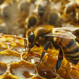 Bee making honey in the hive by BlueTechWizard