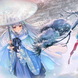 Anime girl in winter