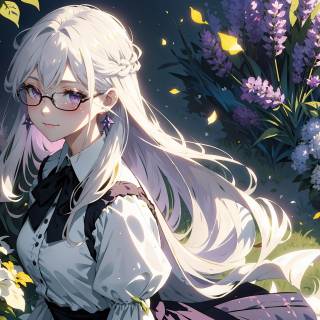 Anime girl in a garden