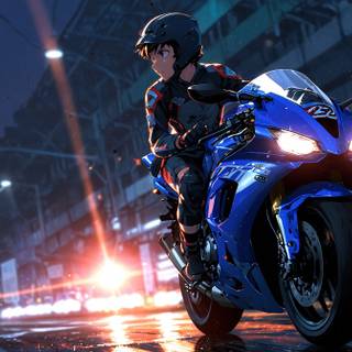 Cute Anime Boy Ride a Bike