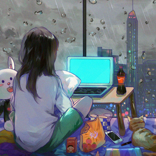 Girl alone in her room