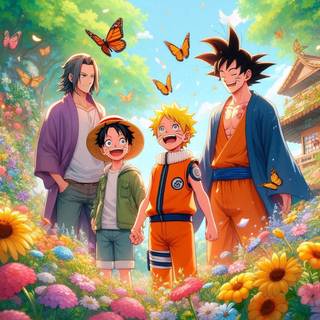 Gojo naruto luffy and goku