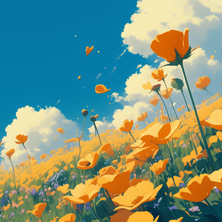 California Poppy Meadow by robokoboto
