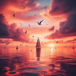 Picture of sea and sky at sunset