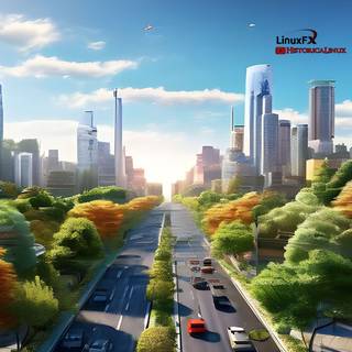 Cityscape sunset road focal point for LinuxFX Wallpaper