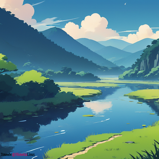 Minimalist landscape in blue theme for Debian Linux Wallpaper