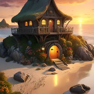 Fantasy Beach Cottage Vertical by HistoricaLinux