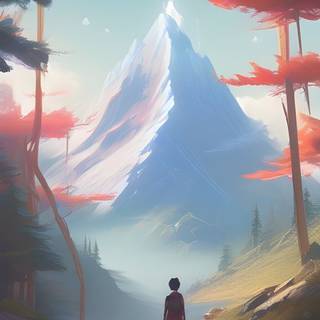 Fantasy minimalist mountain vertical