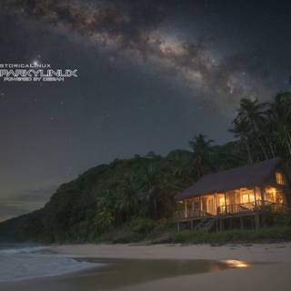 Cottage at Beach with Milky Way Sky Sparky Linux