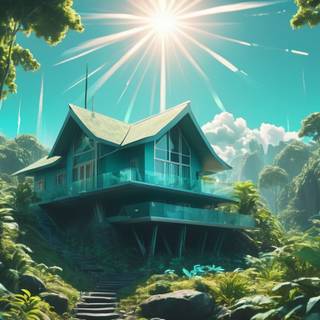 House in the Forest with Ray of Light