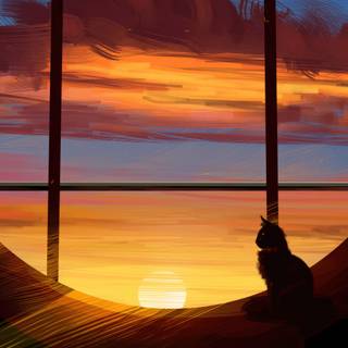 Cat Admiring The Evening Sky 
