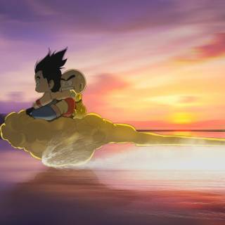 Goku And Krillin On Flying Nimbus