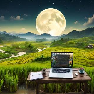 Paddy Field and Linux Laptop by HistoricaLinux