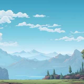 Landscape Mountains Clouds Background 