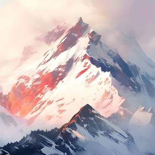 Snowy Mount Everest Art 