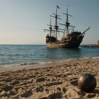 Pirate ship on the beach by Szapy