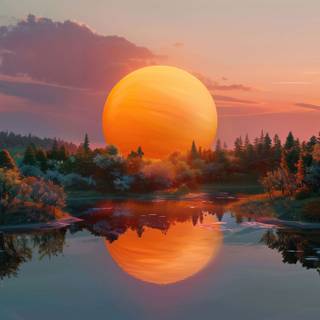 Golden Sunset Reflection Vibes 5k