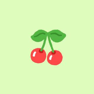 Free cute cherry phone wallpaper. Pastel green summer background.