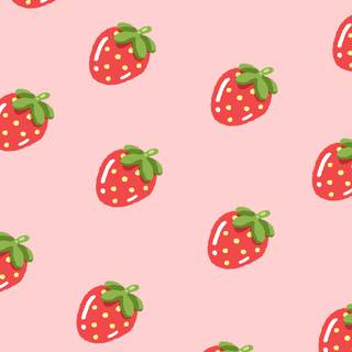 Free cute strawberry phone wallpaper. Pastel pink summer background.