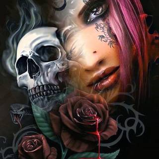 girl with skull and roses