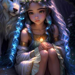 little girl with wolf