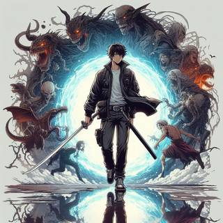 An anime character holding a sword, solo levleng 