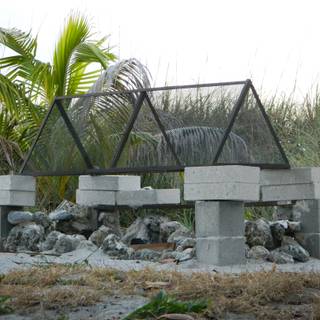 the bonfire pit at the beach island landscape of the wonderful island with breeze and windy on the island 