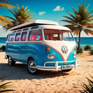 Campervan on the beach by Szapy