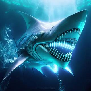 machine blue shark wallpaper