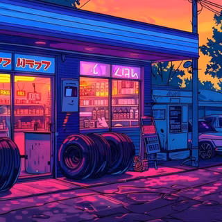 Colorful Gas Station