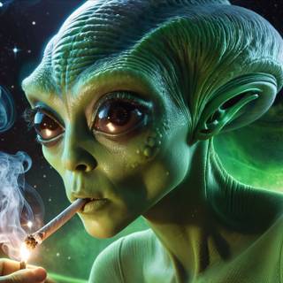 Alien smoking weed