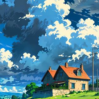 Anime House Mobile Wallpaper for Iphone , Android Phones