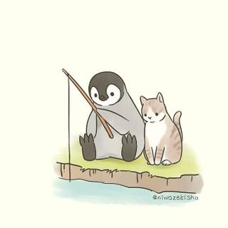 cat and penguin wallpaper!!!