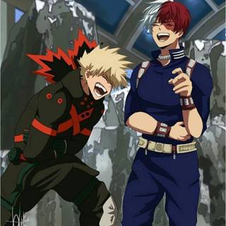 Bakugo and Todoroki laughing