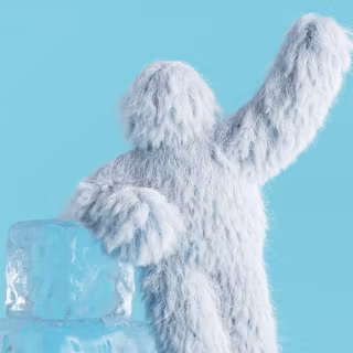 Monster leaning on ice